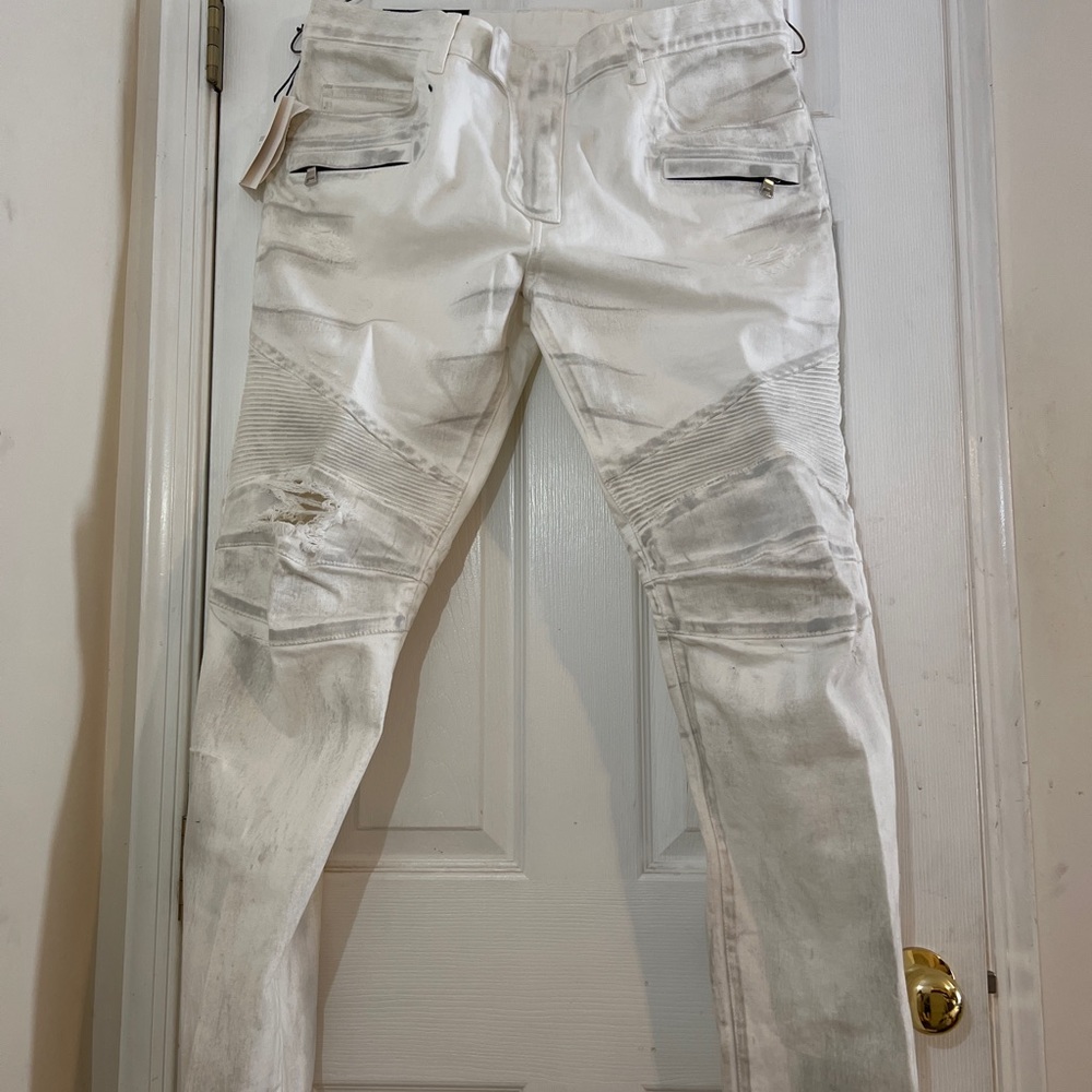 Balmain
Balmain Ripped Skinny Biker Jeans